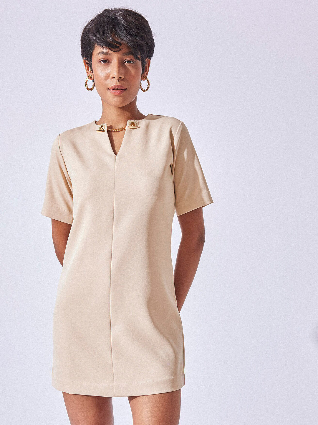 

The Label Life Chain Detail Sheath Mini Dress, Beige