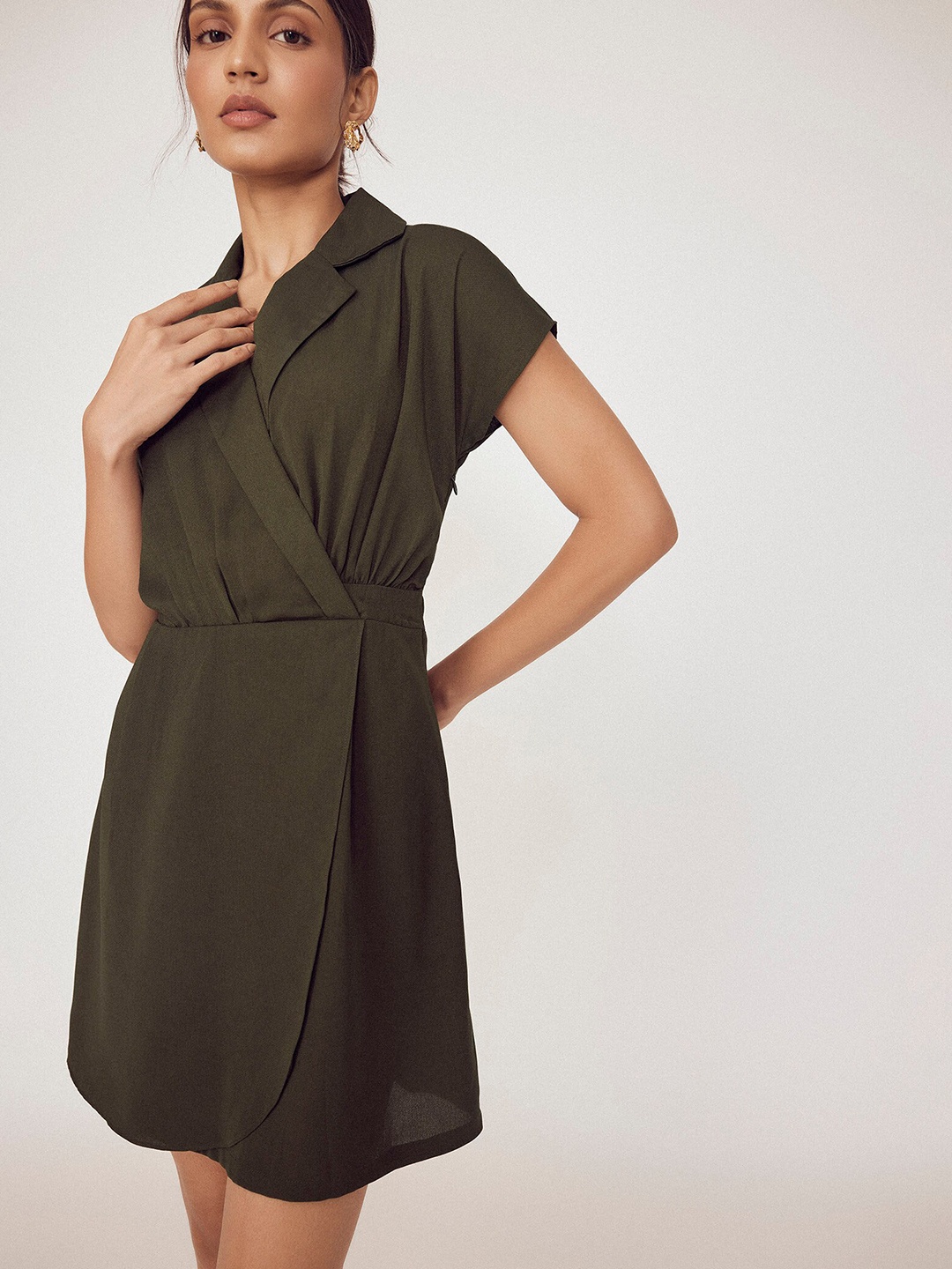

The Label Life Shirt Collar Wrap Dress, Green