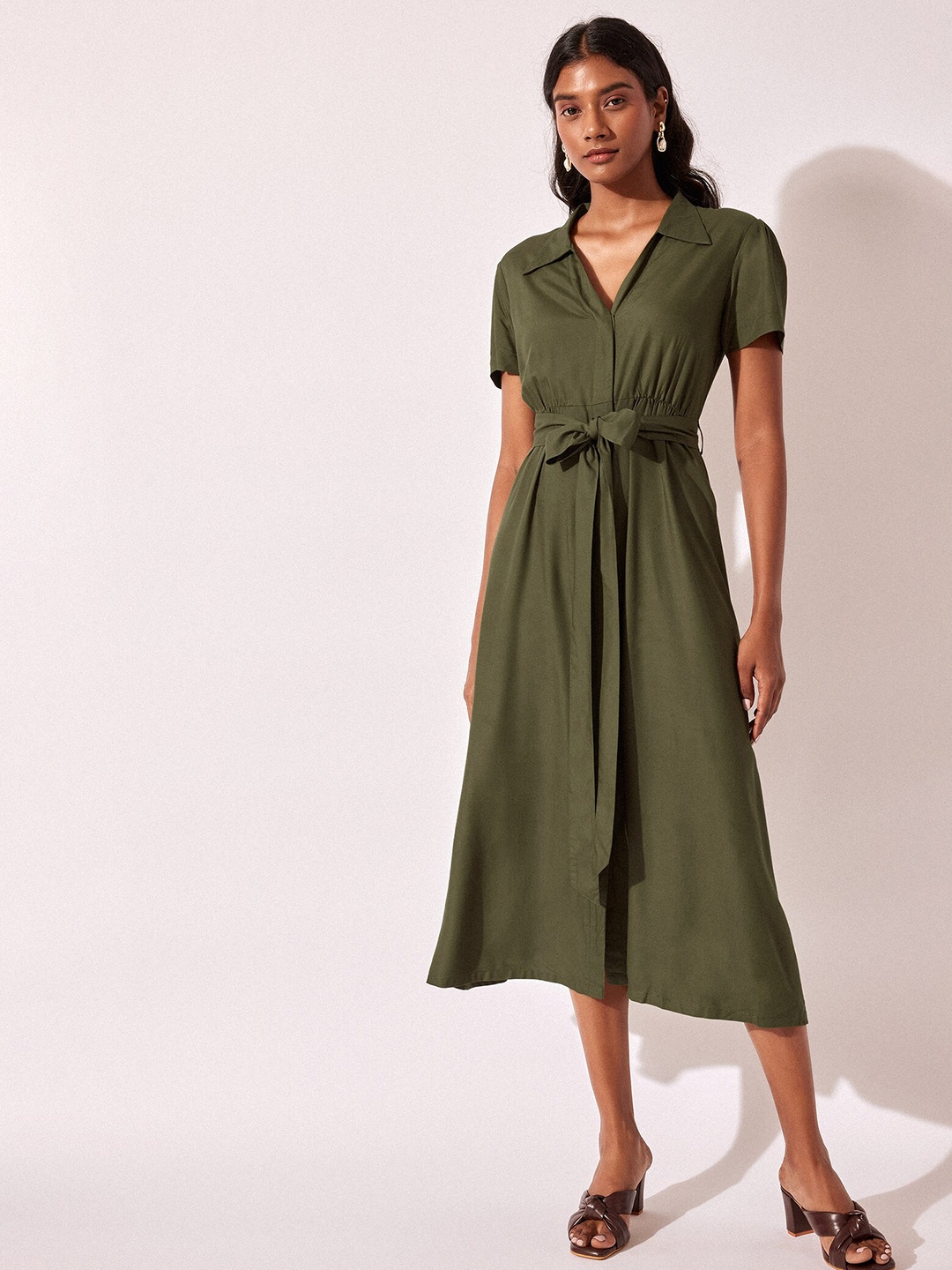 

The Label Life Shirt Stlye Midi Dress, Green