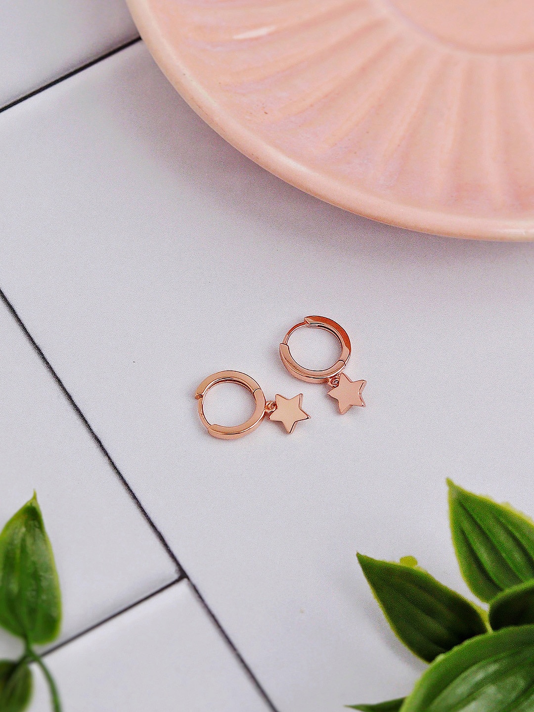 

CURIO COTTAGE Rose Gold-Plated Contemporary Studs Earrings