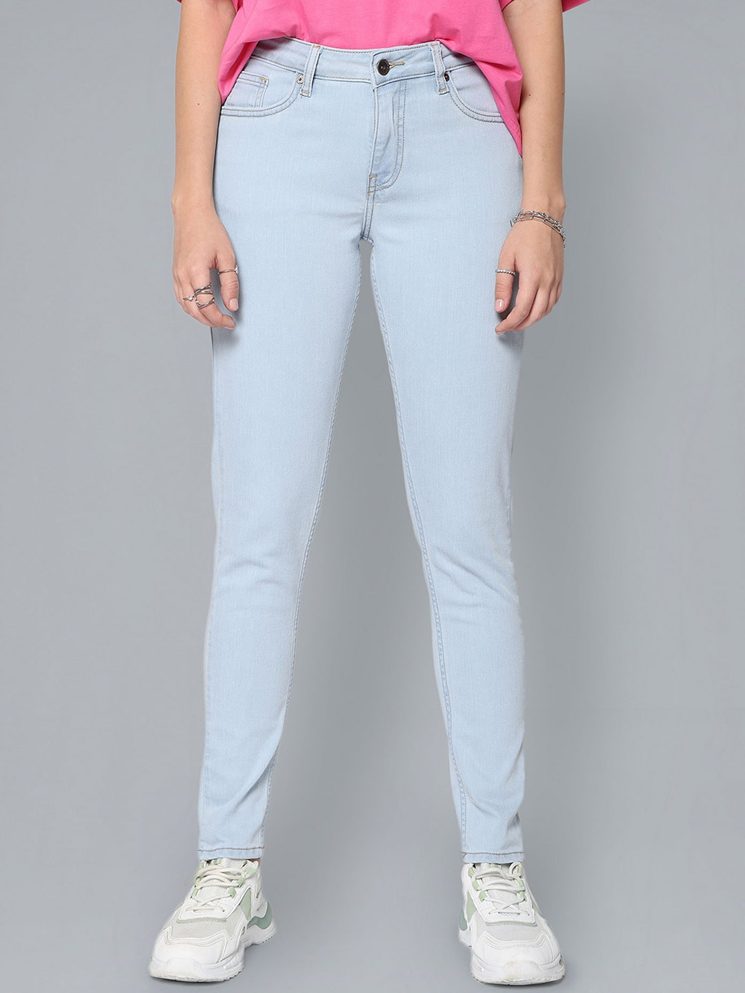 

Flying Machine Women Skinny Fit Mid Rise Stretchable Jeans, Blue