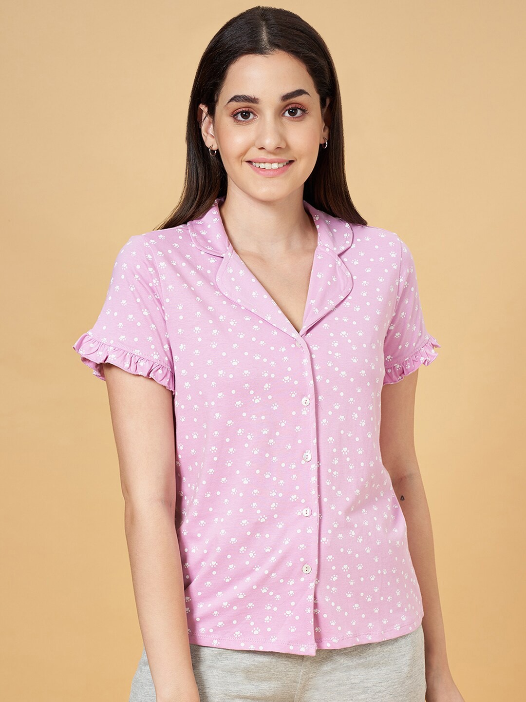 

Dreamz by Pantaloons Printed Cotton Lounge T-Shirts, Pink
