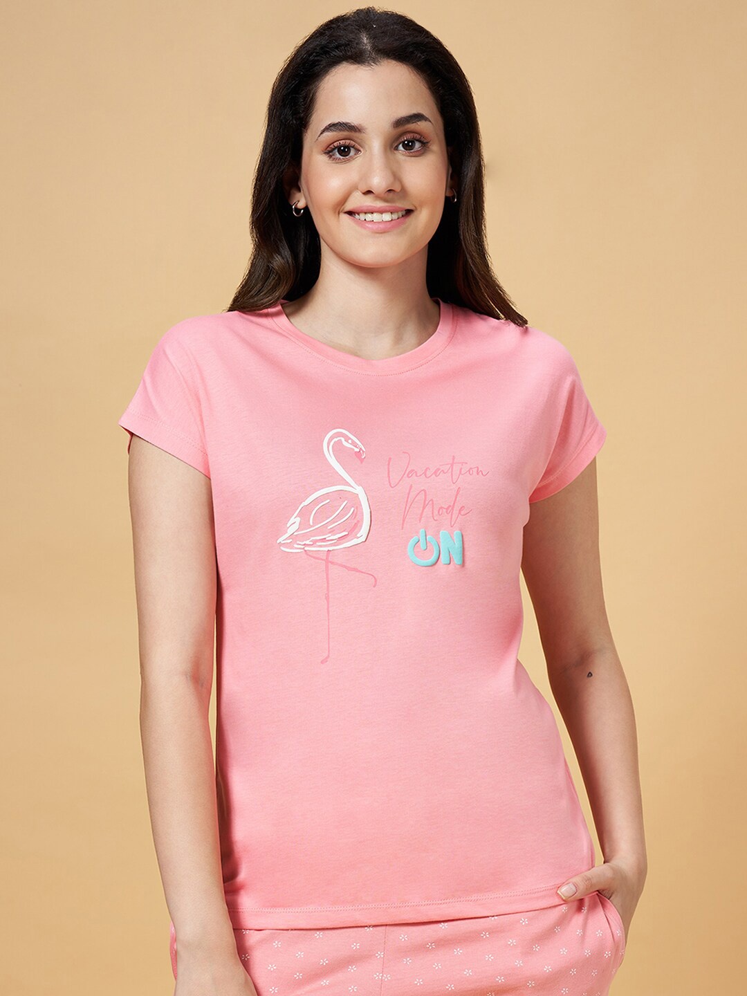 

Dreamz by Pantaloons Graphic Printed Cotton Lounge T-Shirts, Pink