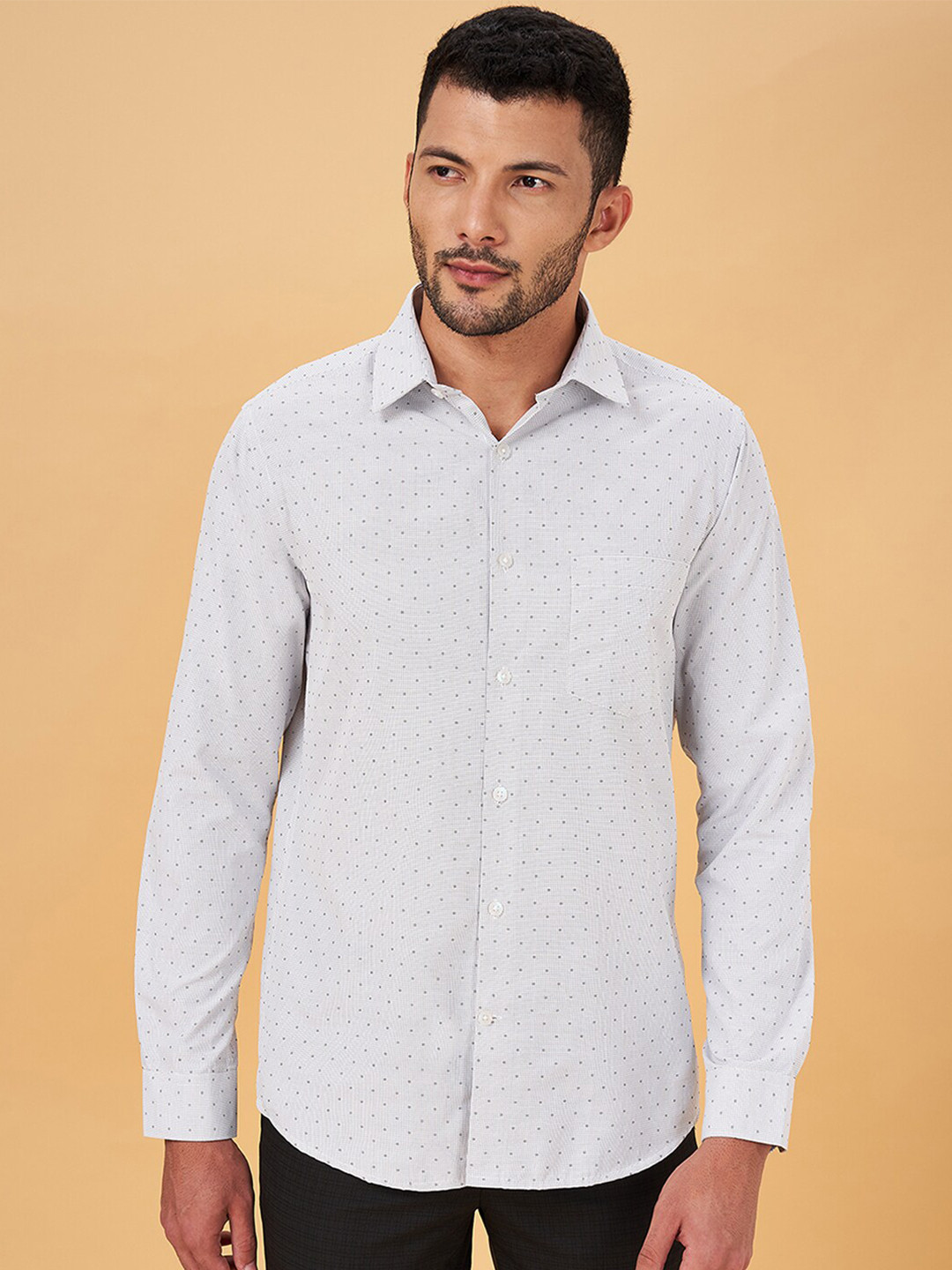 

BYFORD by Pantaloons Micro Ditsy Printed Slim Fit Cotton Formal Shirt, White