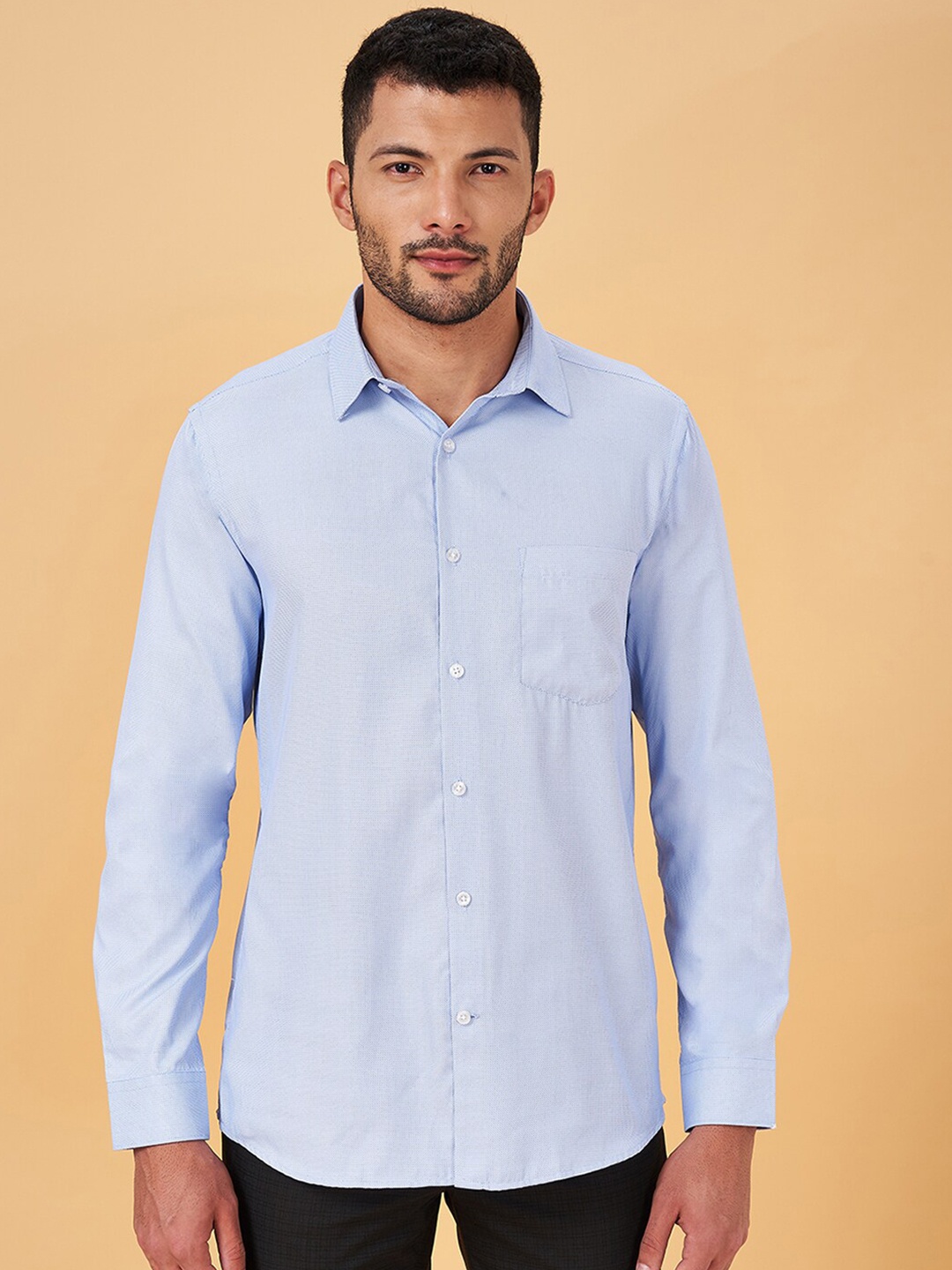 

BYFORD by Pantaloons Self Design Slim Fit Formal Shirt, Blue