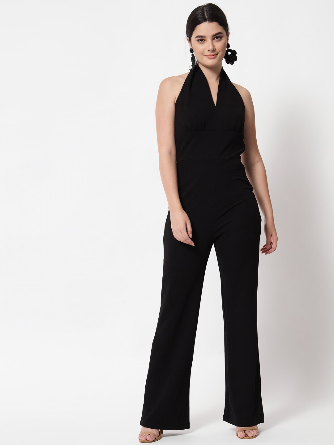 

Chemistry Halter Neck Sleeveless Basic Jumpsuit, Black