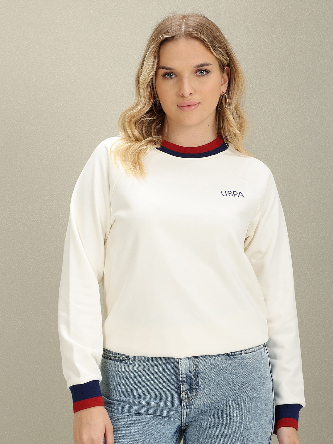 

U.S. Polo Assn. Women Round Neck Sweatshirt, Off white