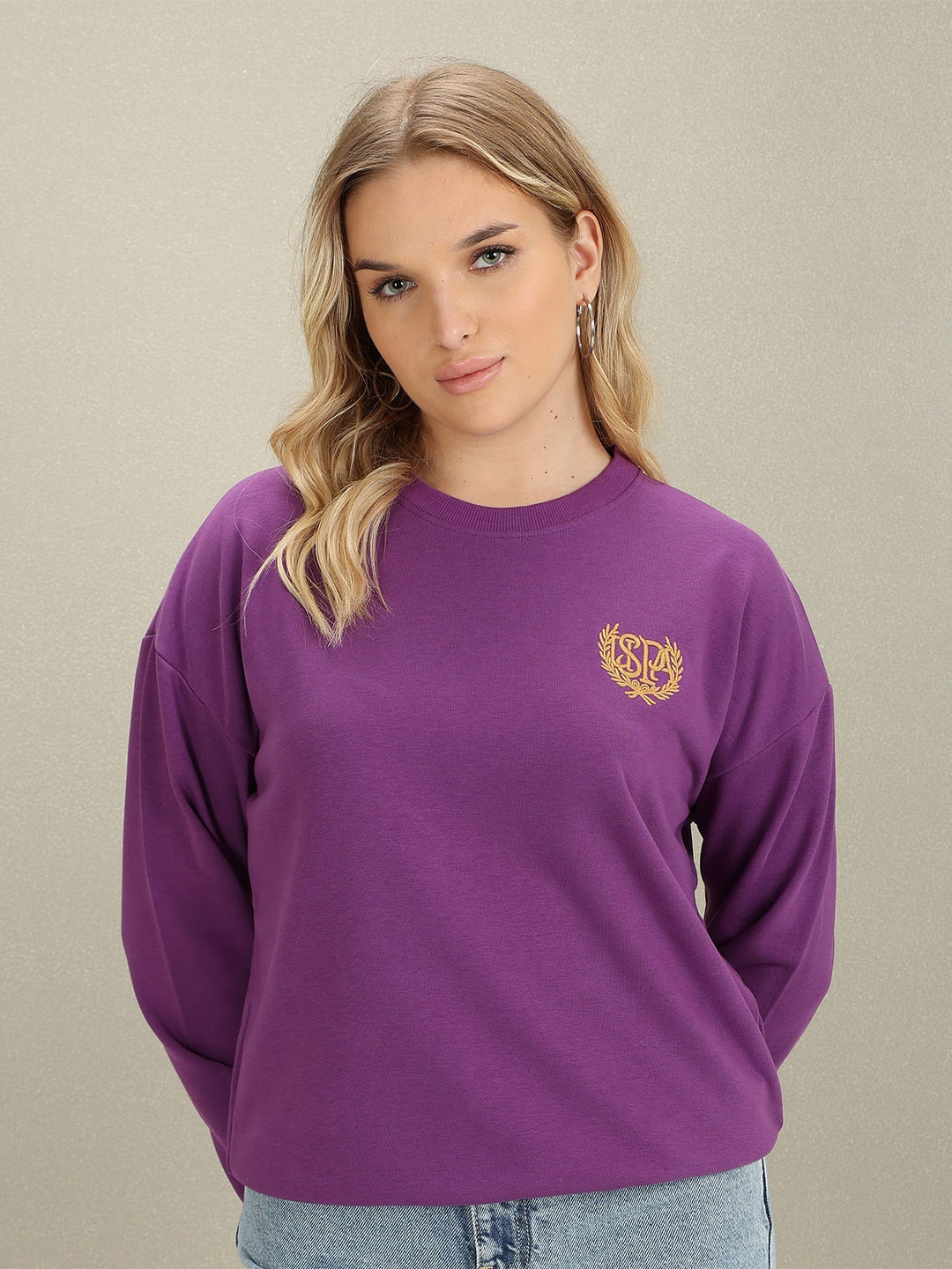 

U.S. Polo Assn. Women Round Neck Long Sleeves Sweatshirt, Purple