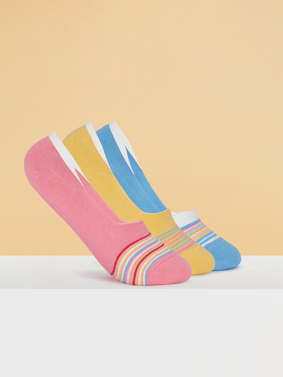 

Honey by Pantaloons Women Pack Of 3 Assorted Patterned Shoe-liner Socks, Blue