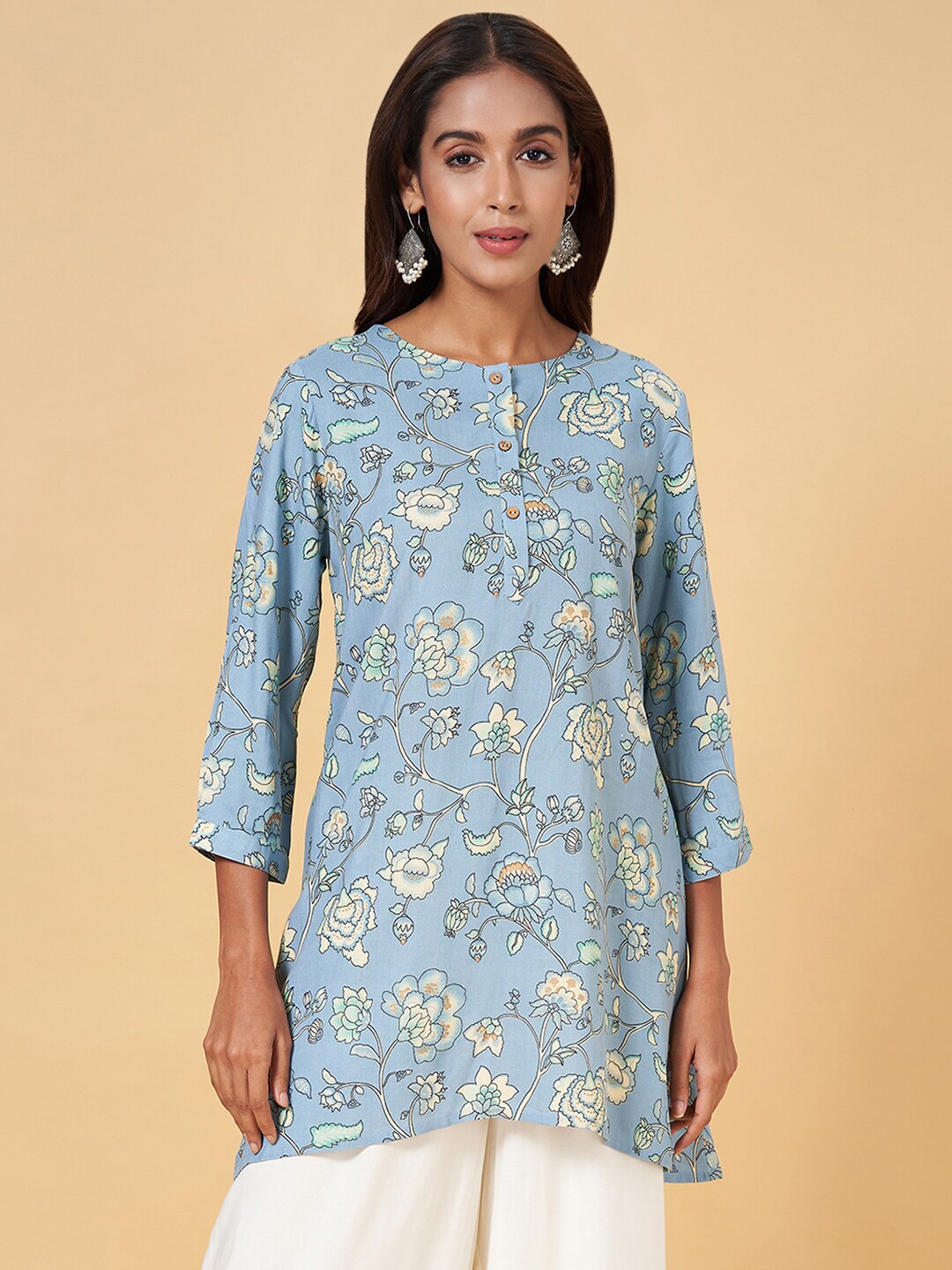

RANGMANCH BY PANTALOONS Printed Tunic, Blue
