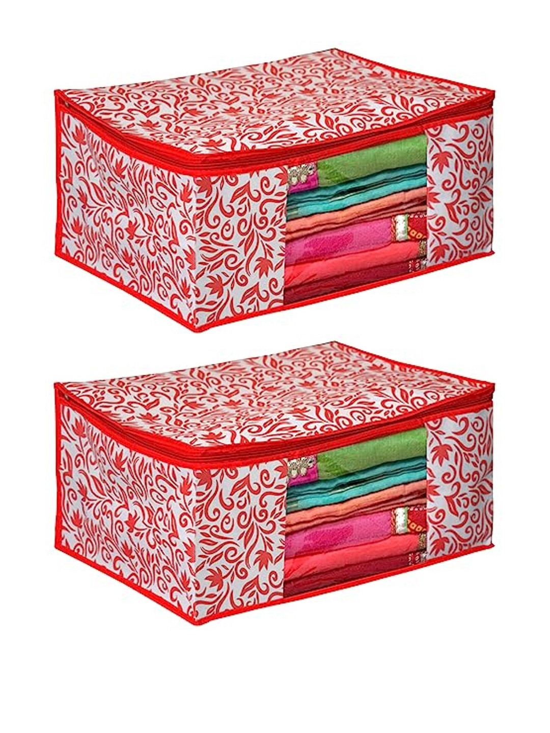 

Fashion Bizz Red & White 2 Pieces Printed Durable Drawer Organisers