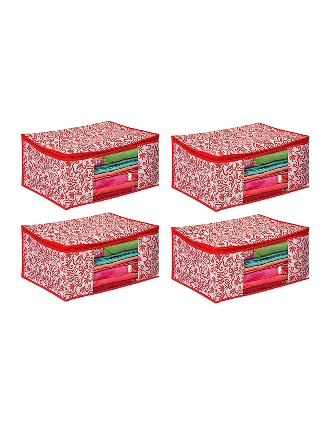 

Fashion Bizz Red & White 4 Pieces Printed Durable Drawer Organisers