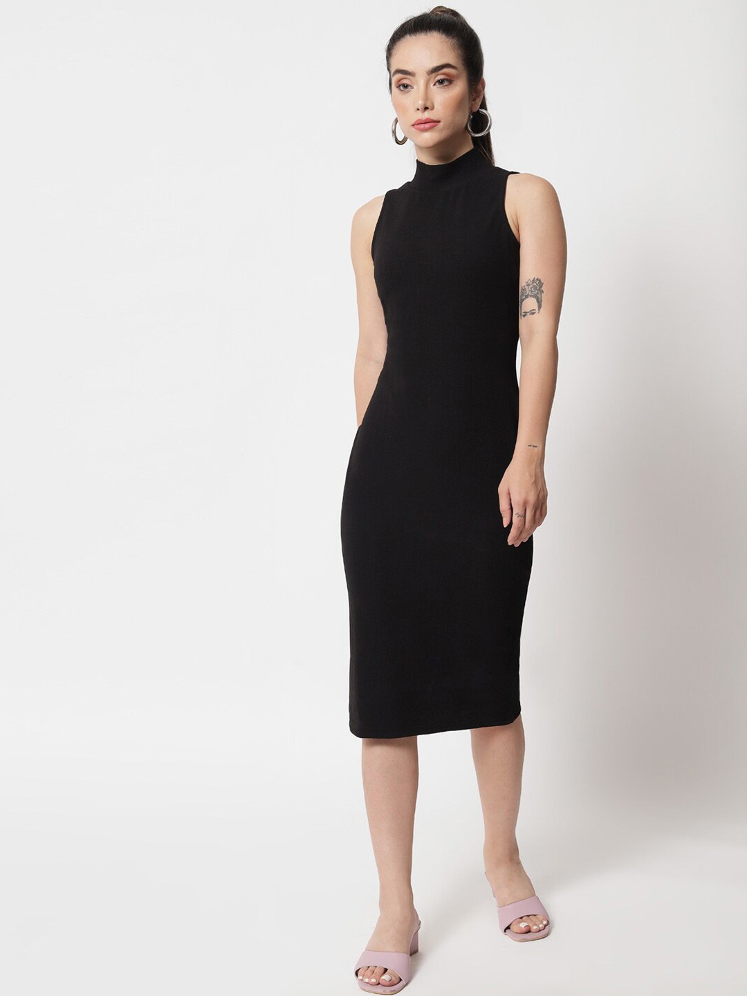 

Chemistry Mock Neck Bodycon Midi Dress, Black