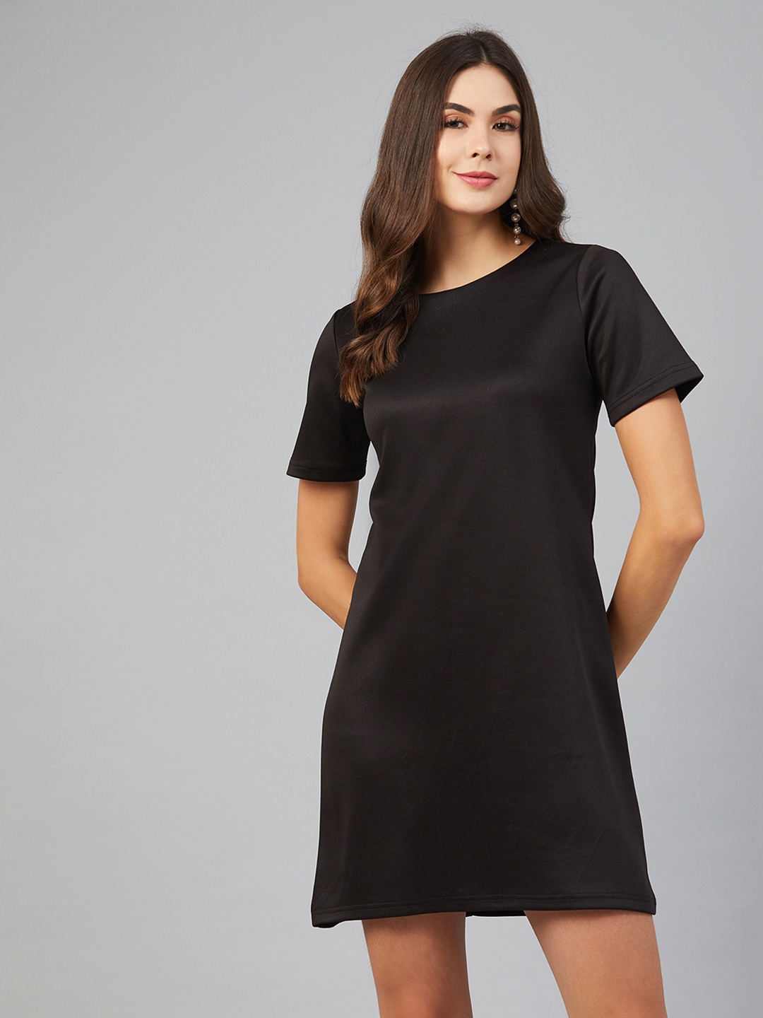 

Chemistry Round Neck A-Line Casual Dress, Black