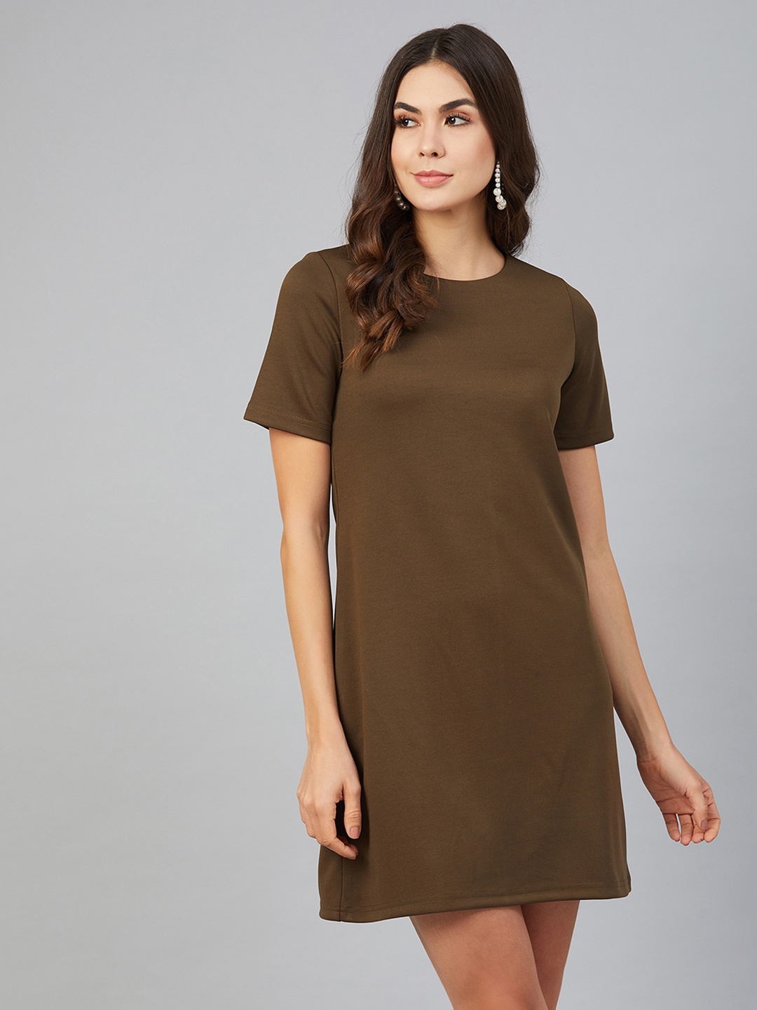 

Chemistry Round Neck A-Line Casual Dress, Olive