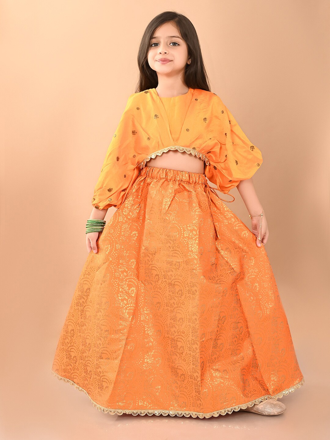 

LilPicks Girls Embellished Ready to Wear Lehenga Choli, Yellow