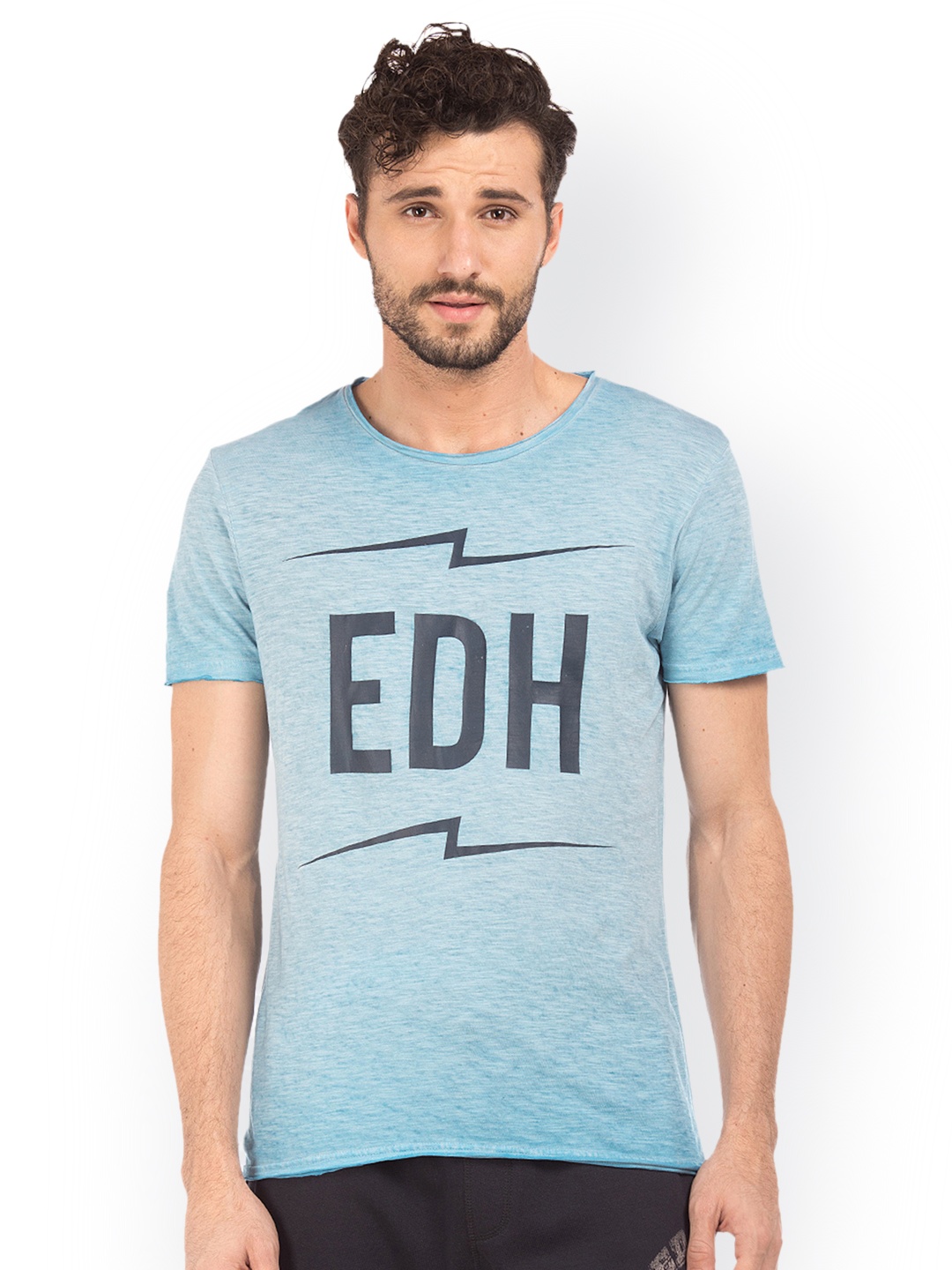

Ed Hardy Men Blue Printed Round Neck T-shirt