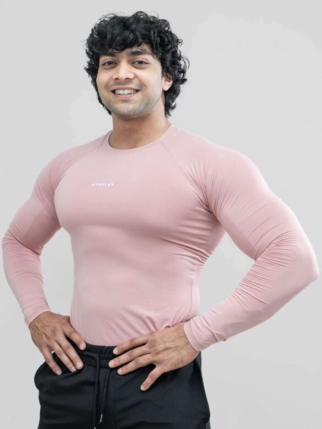 

Athflex Brand Logo Printed Round Neck Slim Fit T-shirt, Rose