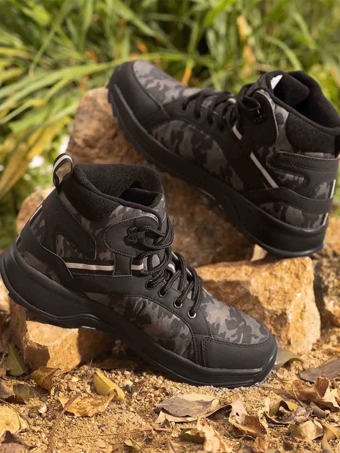 

Wildcraft Men Camoflague Print Trekking Shoes, Black