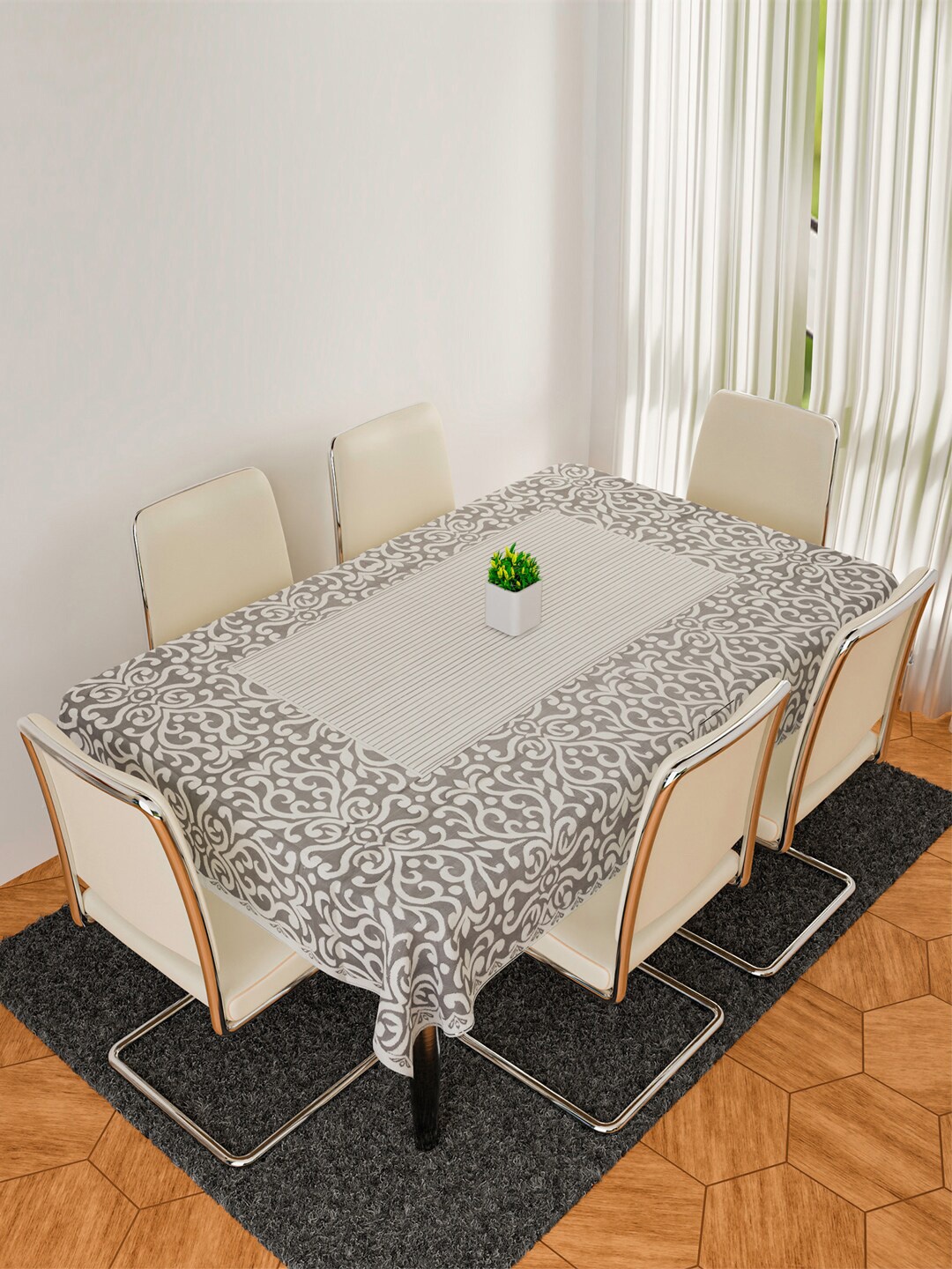 

Kuber Industries Cream-Coloured & Brown Leaf Design Rectangular 6-Seater Table Cover