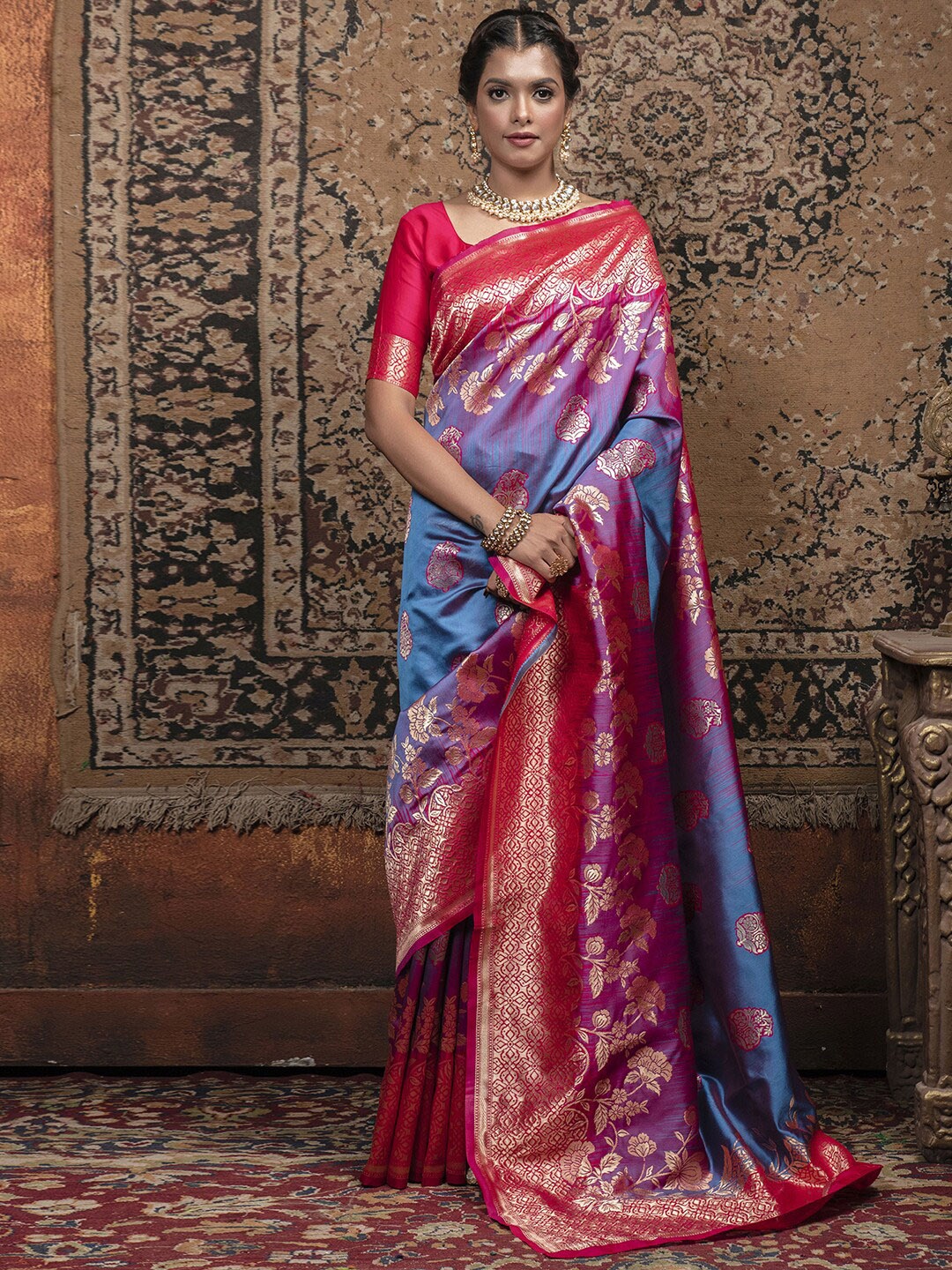 

Mitera Woven Design Zari Banarasi Saree, Blue