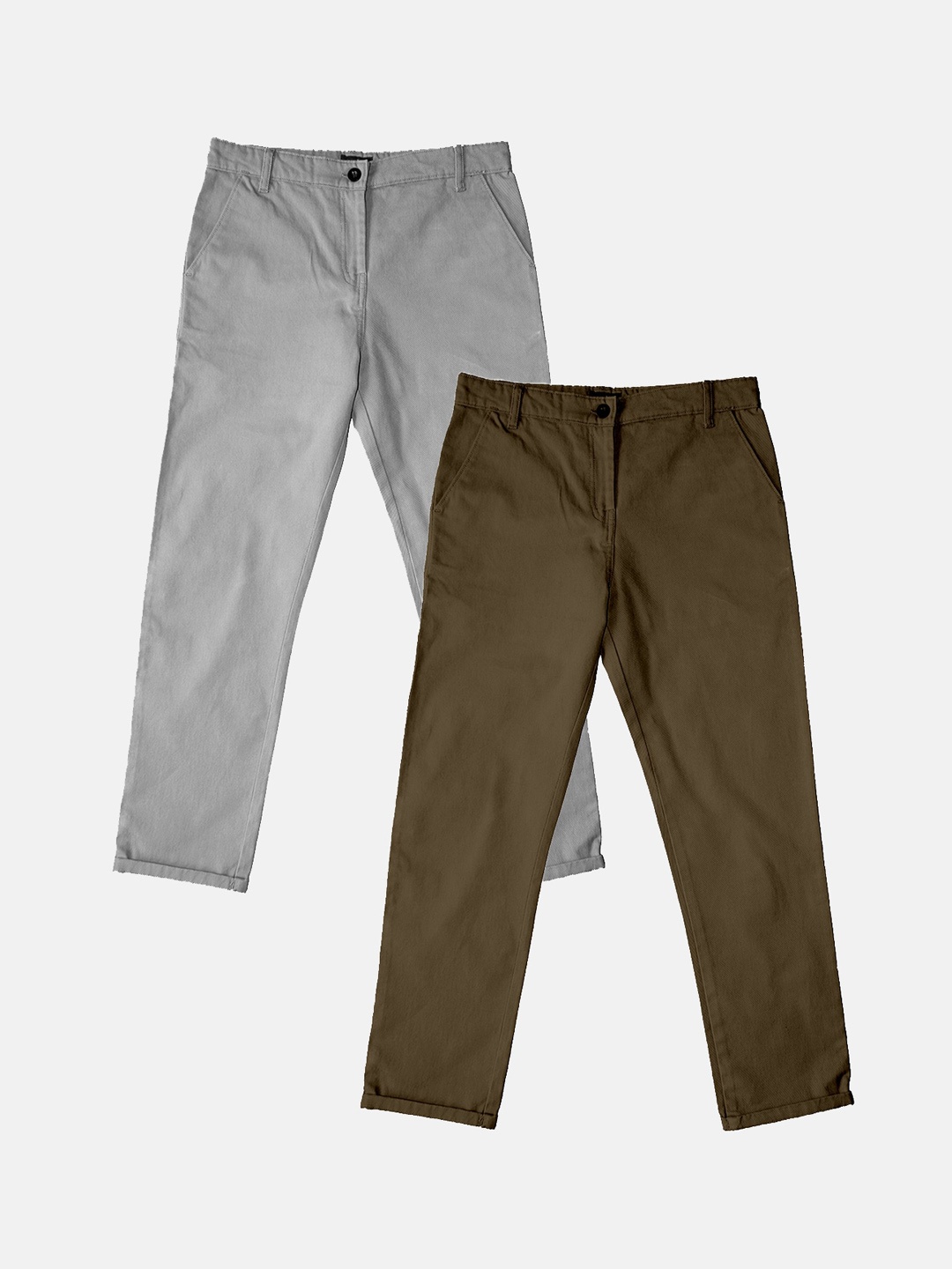 

KiddoPanti Boys Pack Of 2 Pure Cotton Chinos Trousers, Grey