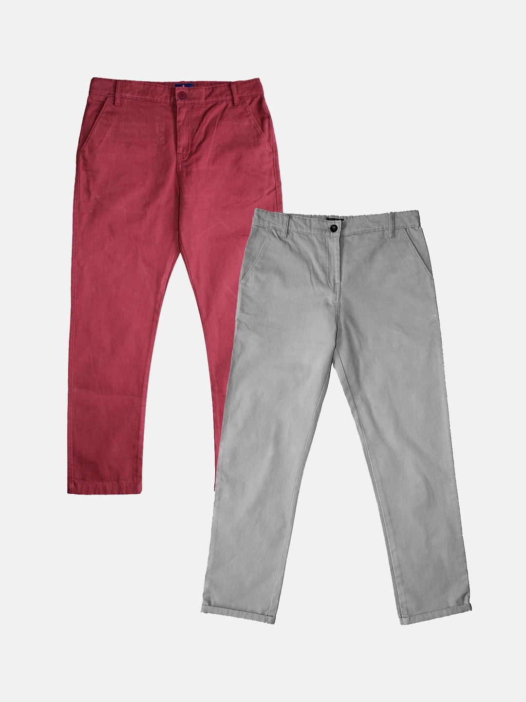 

KiddoPanti Boys Pack Of 2 Pure Cotton Chinos Trousers, Maroon