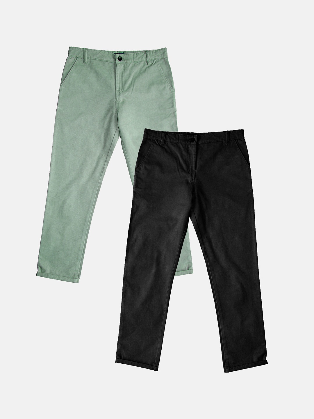 

KiddoPanti Boys Pack Of 2 Pure Cotton Chinos Trousers, Green
