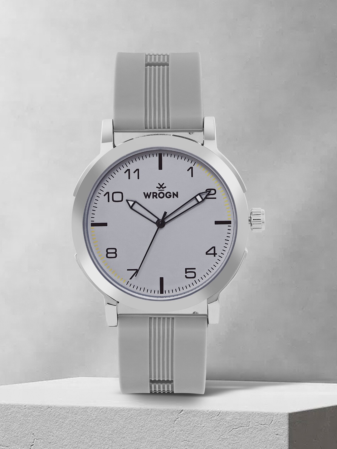 

WROGN Men Printed Dial & Leather Straps Analogue Watch WRGN_SS23_1A, Grey