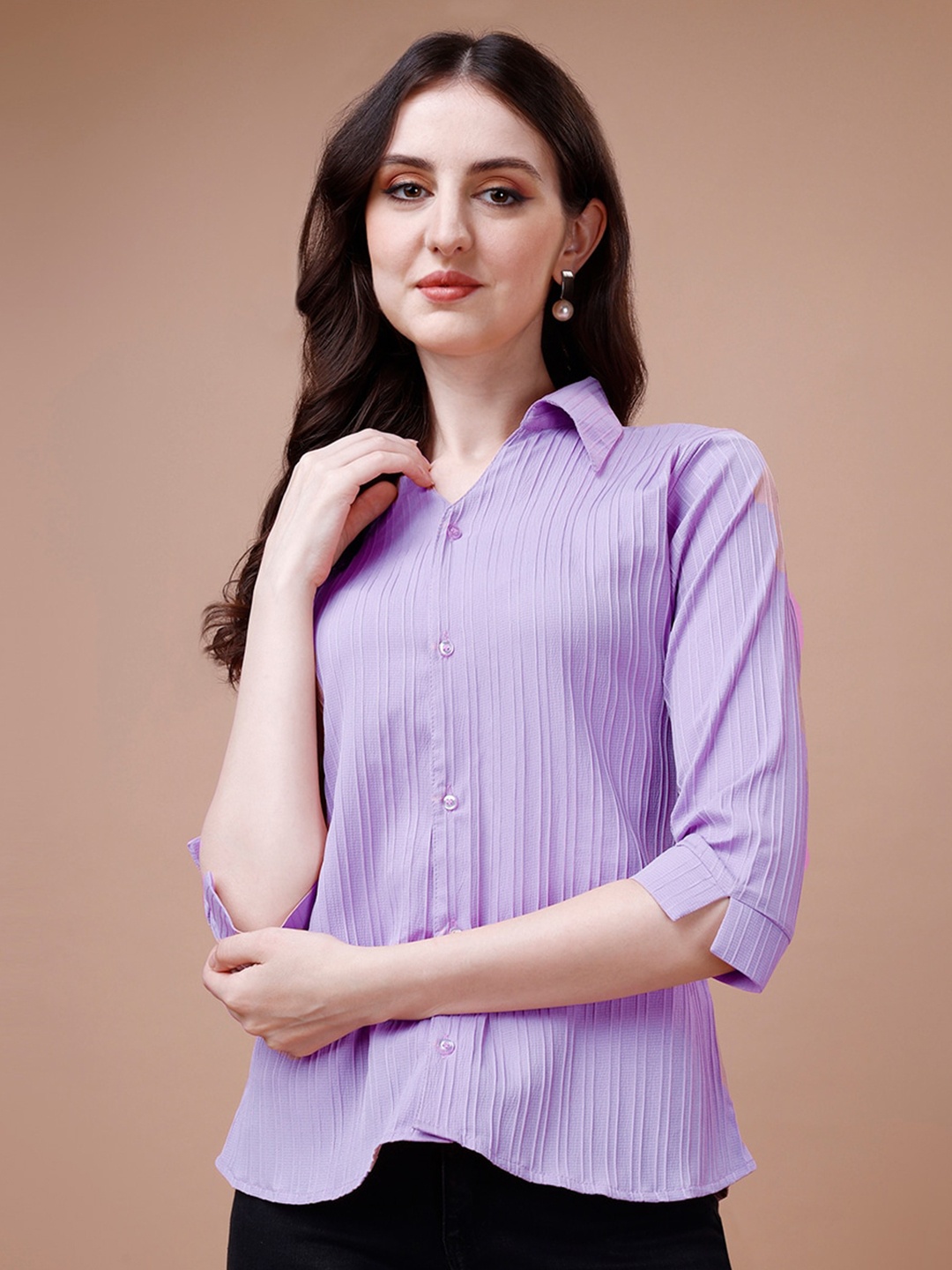 

DEKLOOK Premium Self Design Opaque Casual Shirt, Lavender