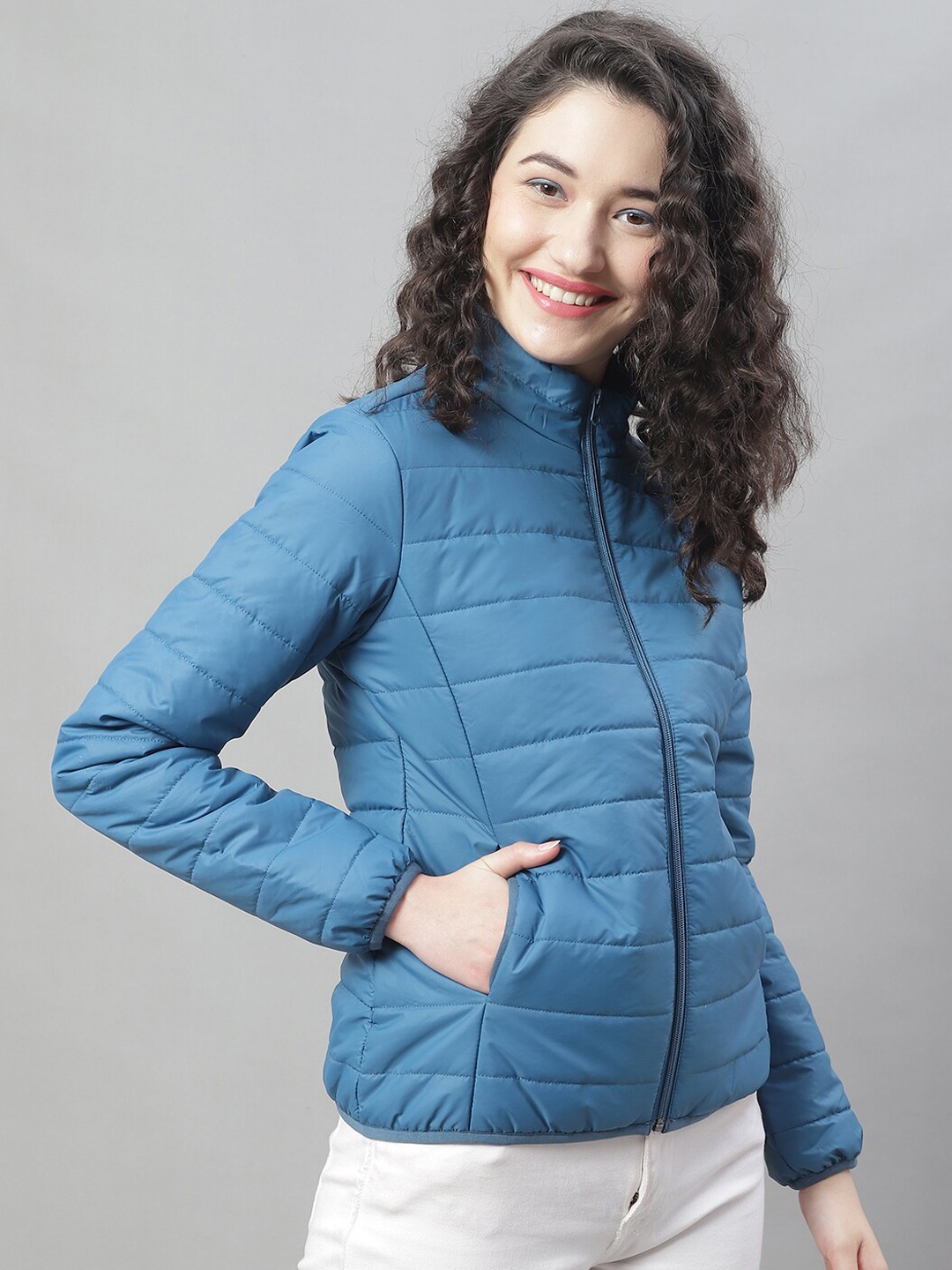 

HOUSE OF VEDAS Mock Collar Lightweight Padded Jacket, Teal