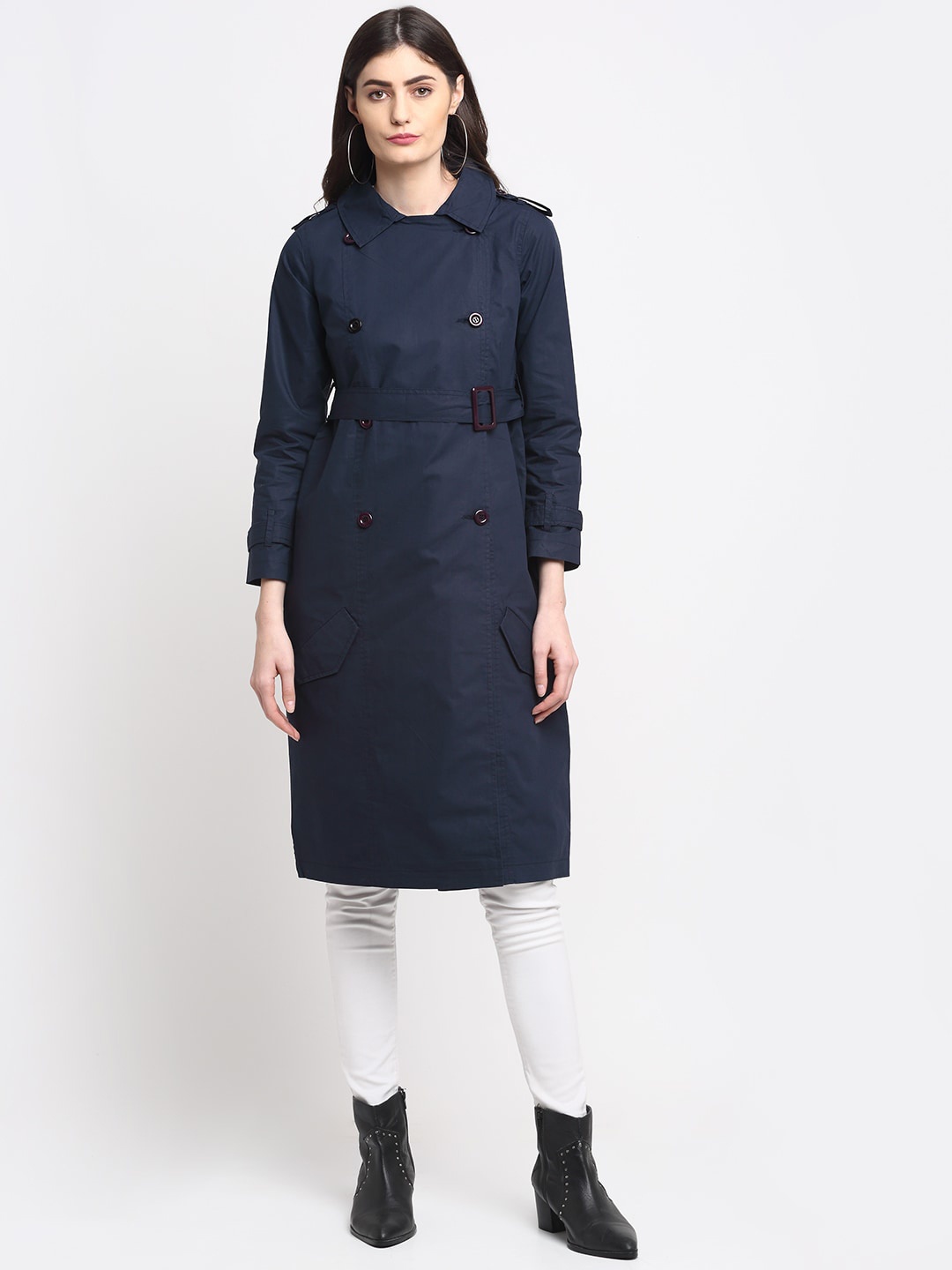 

HOUSE OF VEDAS Lightweight Longline Cotton Tailored Jacket, Navy blue