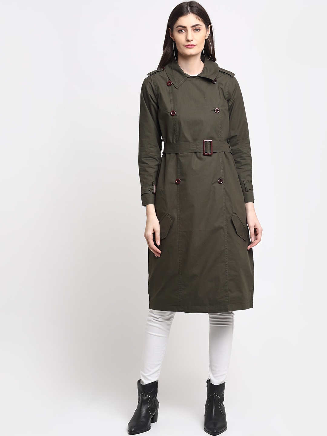 

HOUSE OF VEDAS Lightweight Cotton Longline Tailored Jacket, Olive