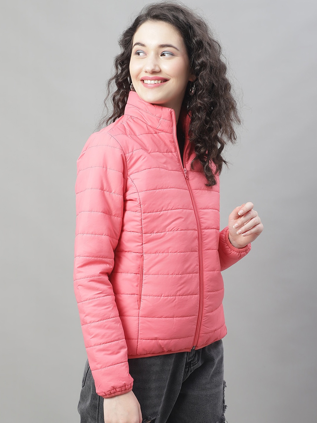 

HOUSE OF VEDAS Mock Collar Lightweight Padded Jacket, Pink