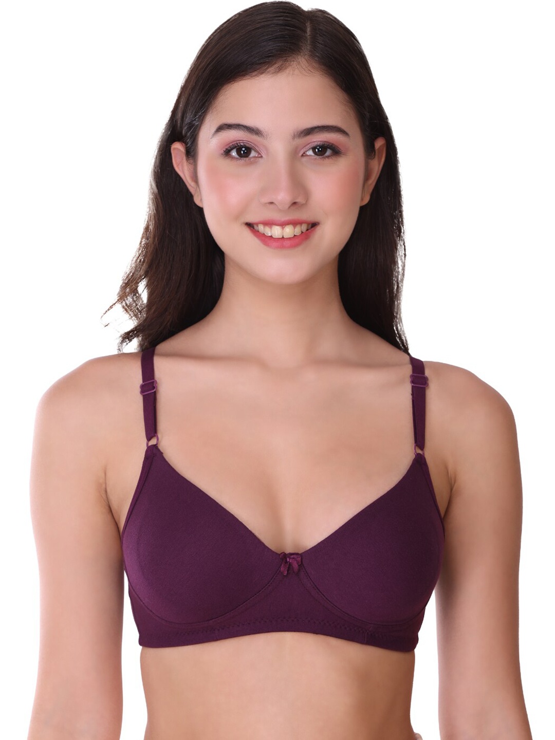 

SONA Non-Padded Non Wired Seamless T-Shirt Bra With All Day Comfort, Burgundy