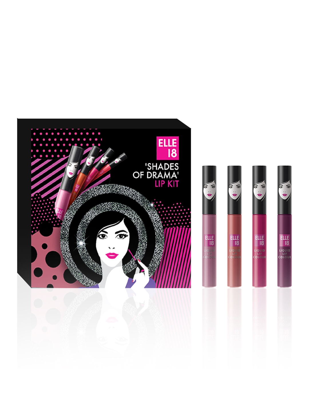 

ELLE 18 Shades of Drama Lip Kit - 4 Pcs Liquid Lipsticks, Pink