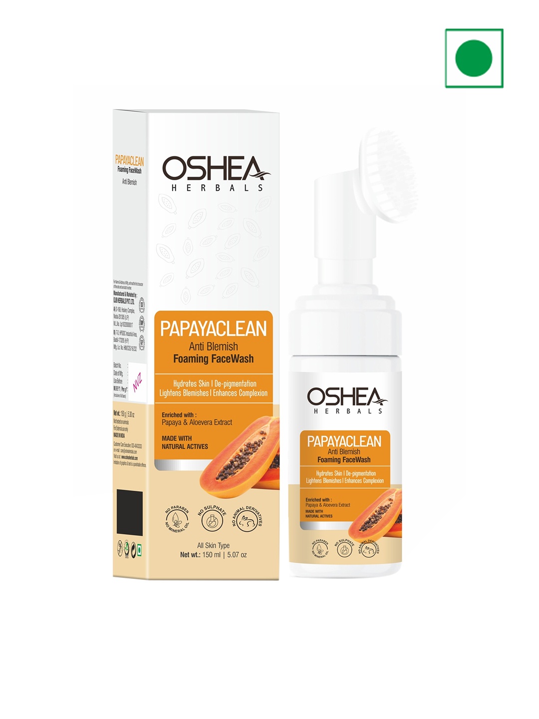 

Oshea Herbals Papaya Clean Anti Blemish Foaming Facewash, Orange