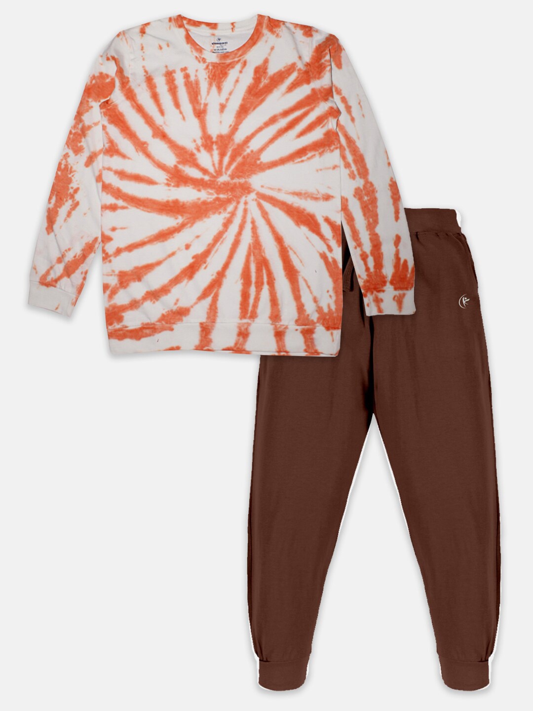 

KiddoPanti Boys Orange & White Dyed T-shirt with Trousers