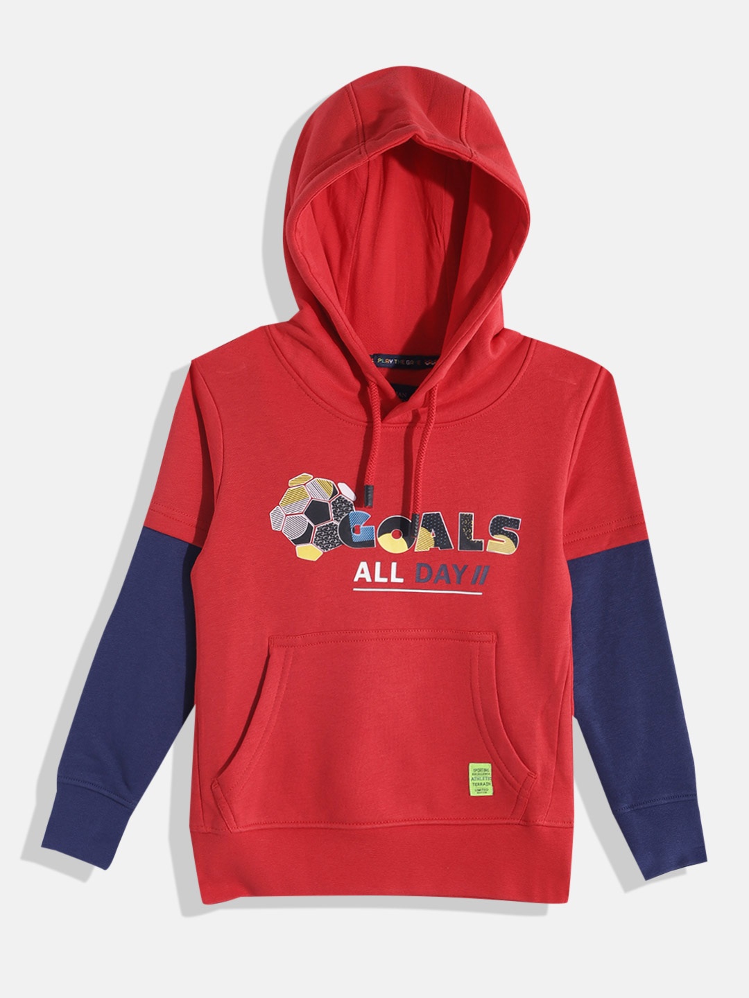 

Indian Terrain Boys Typography Printed Hooded Sweatshirt, Red