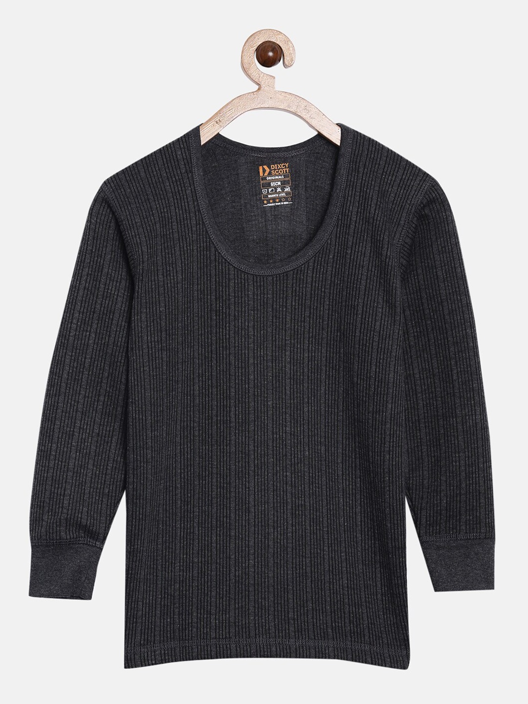 

DIXCY SCOTT Boys Ribbed Round Neck Thermal Top, Grey melange