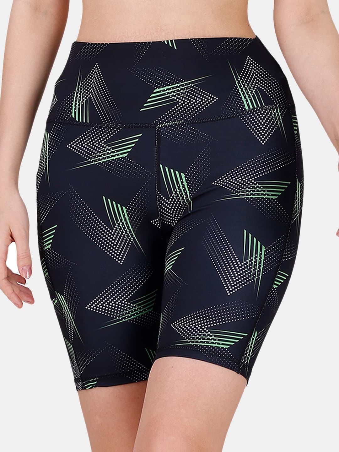 

Soie Women Printed Skinny Fit Quick Dry Training Or Gym Sports Shorts, Black