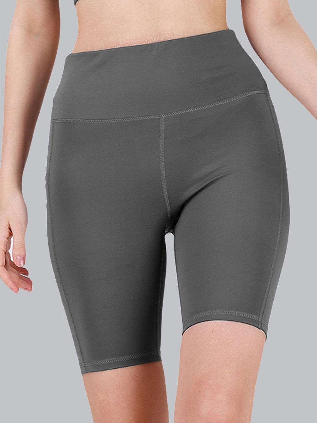 

Soie Women Skinny Fit Quick Dry Training Or Gym Sports Shorts, Grey