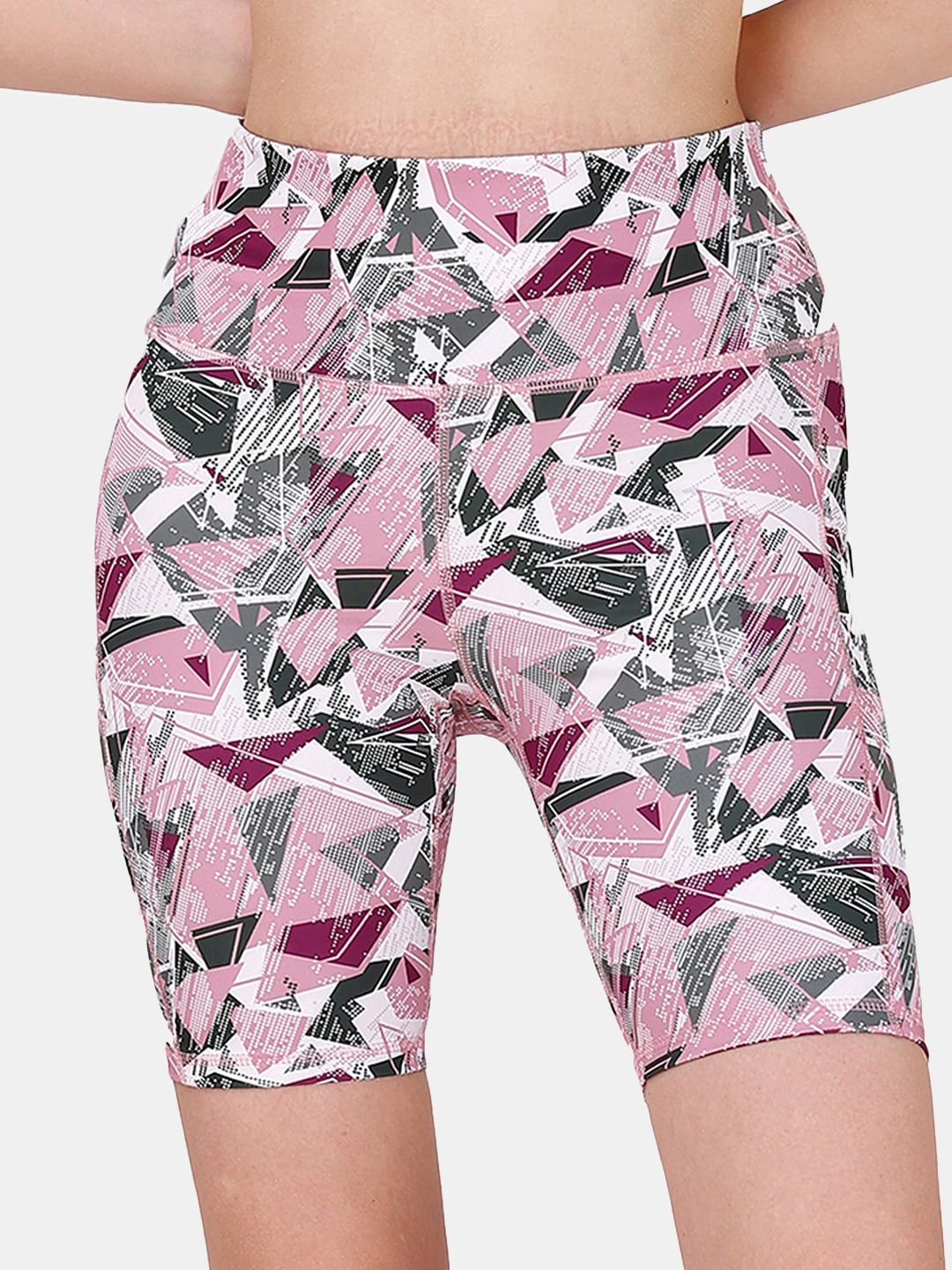

Soie Women Printed Skinny Fit Quick Dry Training Or Gym Sports Shorts, Pink