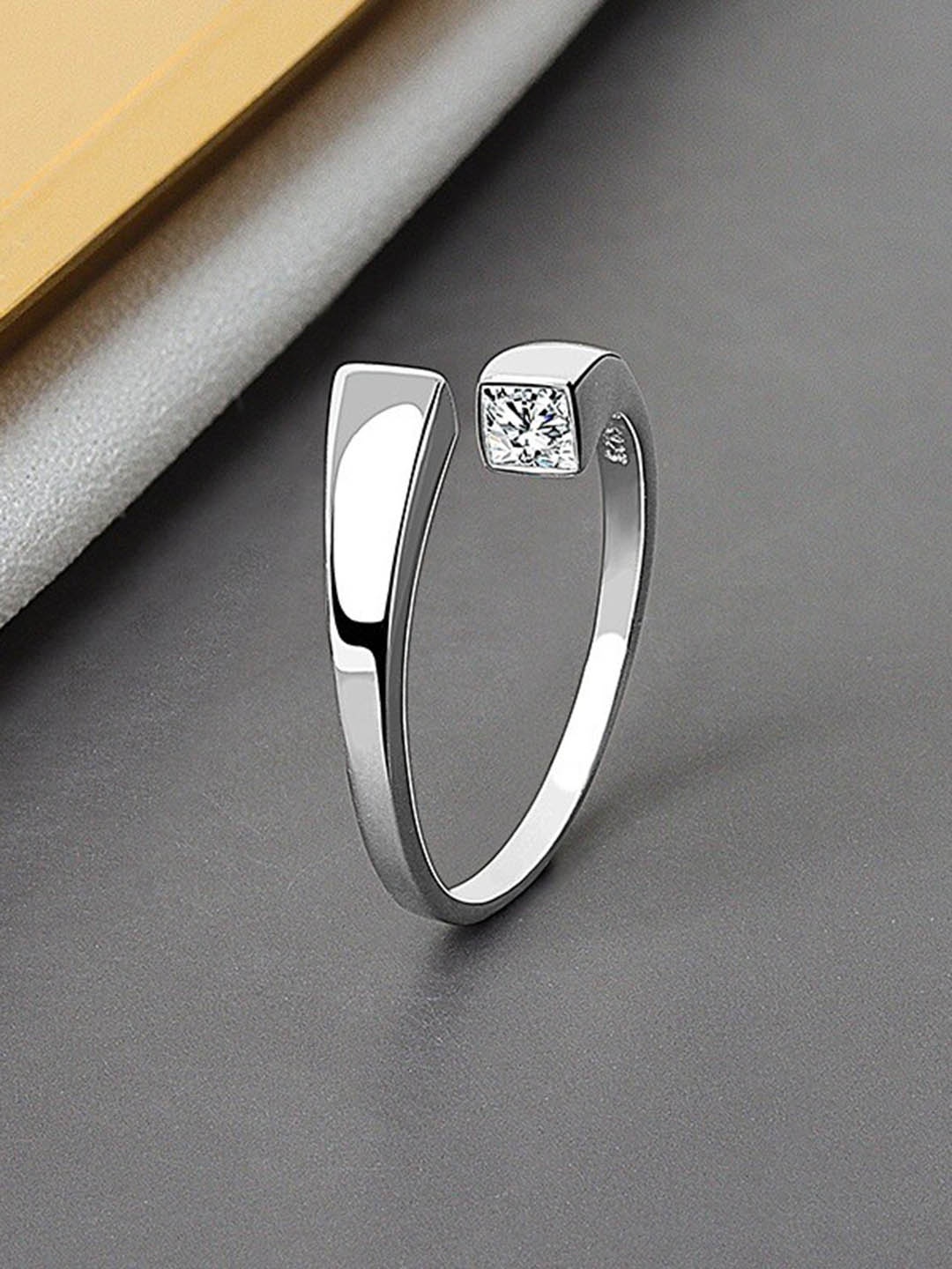 

MYKI Silver-Plated CZ Studded Finger Ring