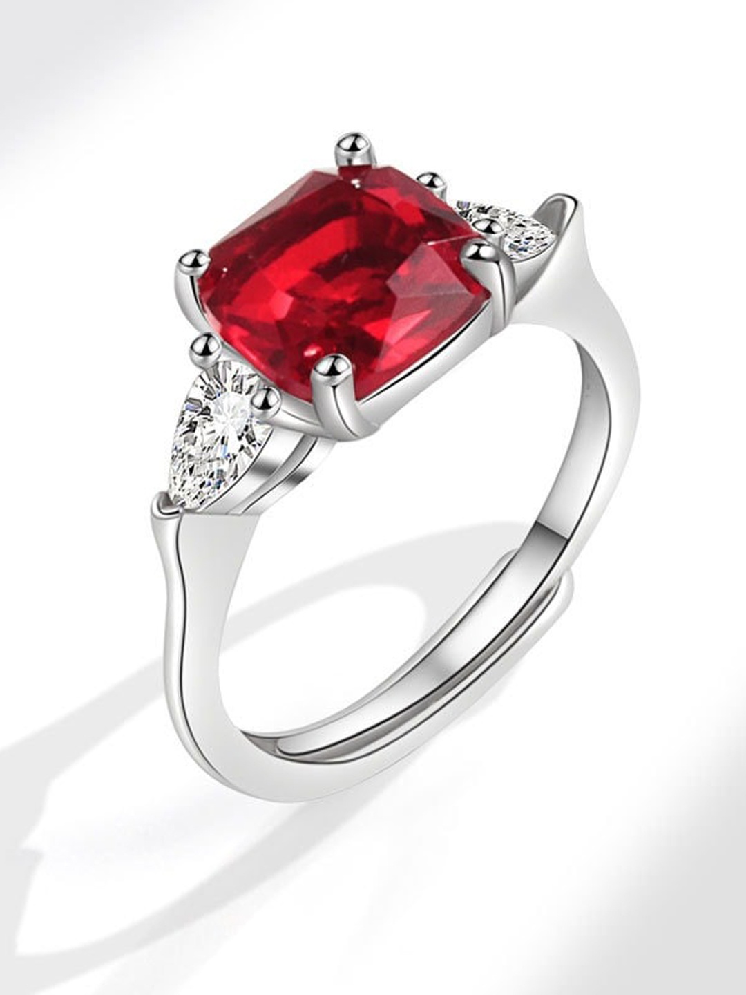 

MYKI Silver-Plated CZ Studded Finger Ring