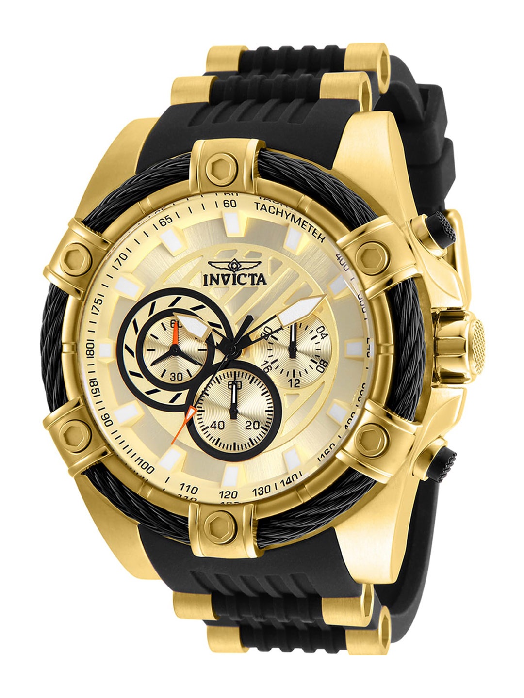 

Invicta Men Gold-Toned Patterned Dial Analogue Motion Powered Watch 25526