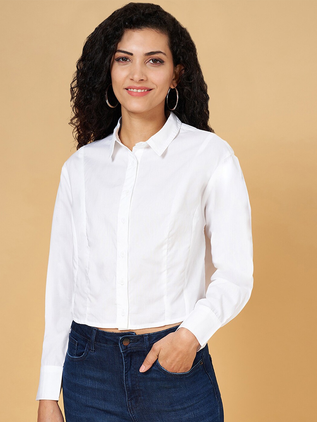 

SF JEANS by Pantaloons Spread Collar Cotton Casual Shirt, White