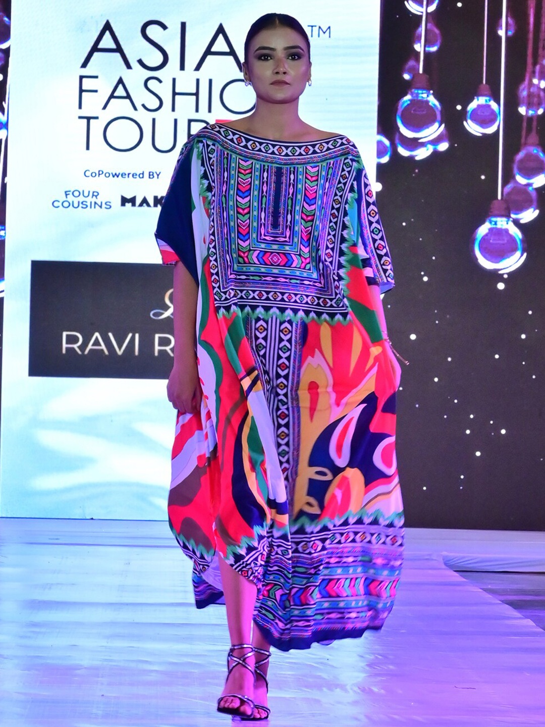 

Rajoria Instyle Abstract Print Kaftan Maxi Dress, Blue