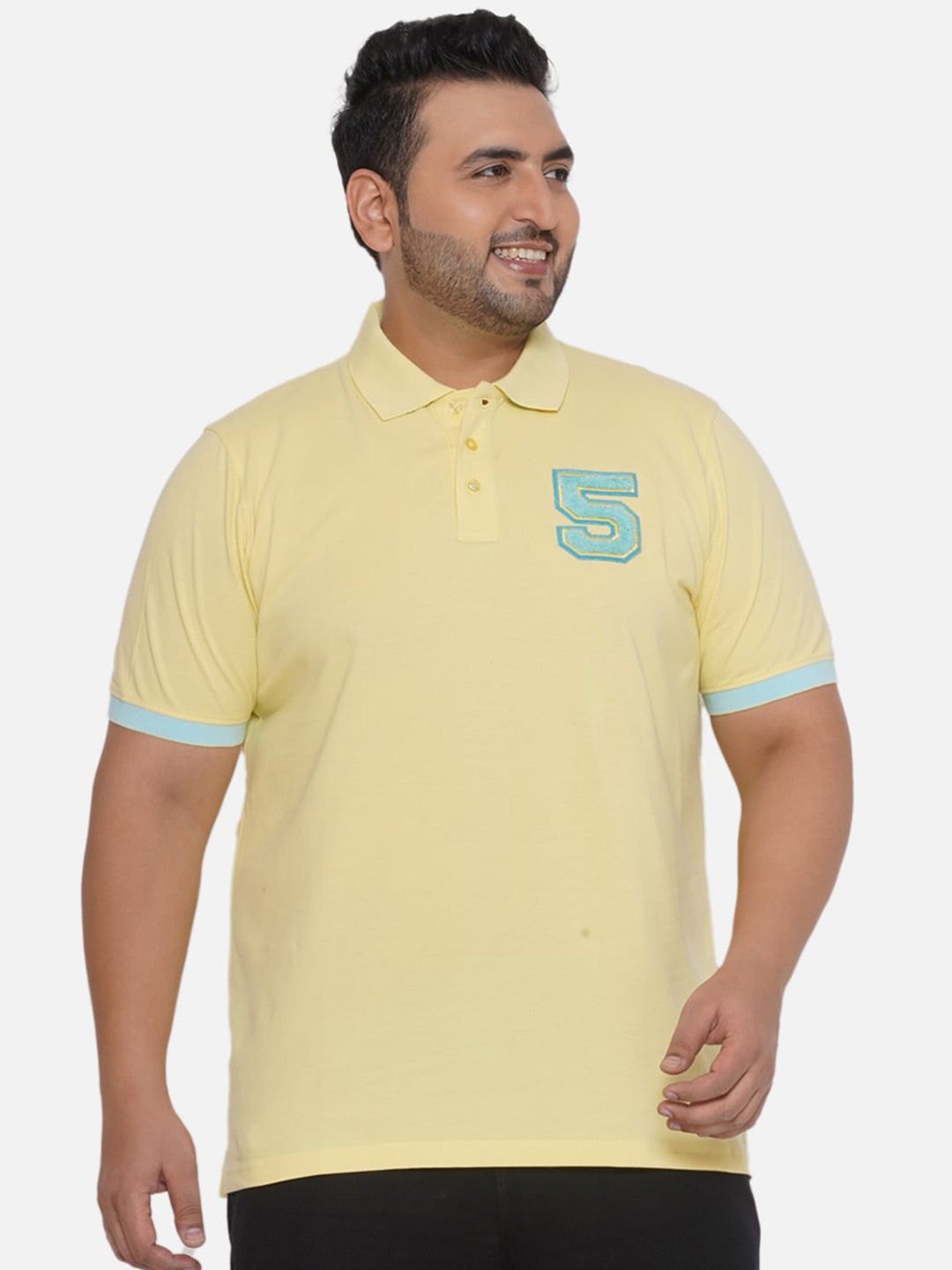 

Santonio Plus Size Polo Collar Pure Cotton T-shirt, Yellow