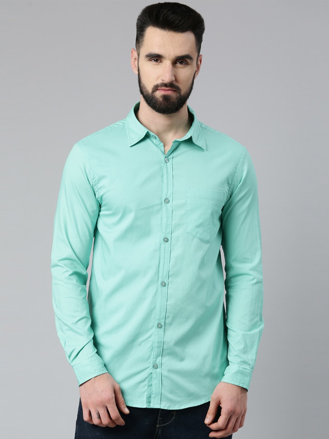 

THE SOUL PATROL Smart Slim Fit Pure Cotton Casual Shirt, Sea green